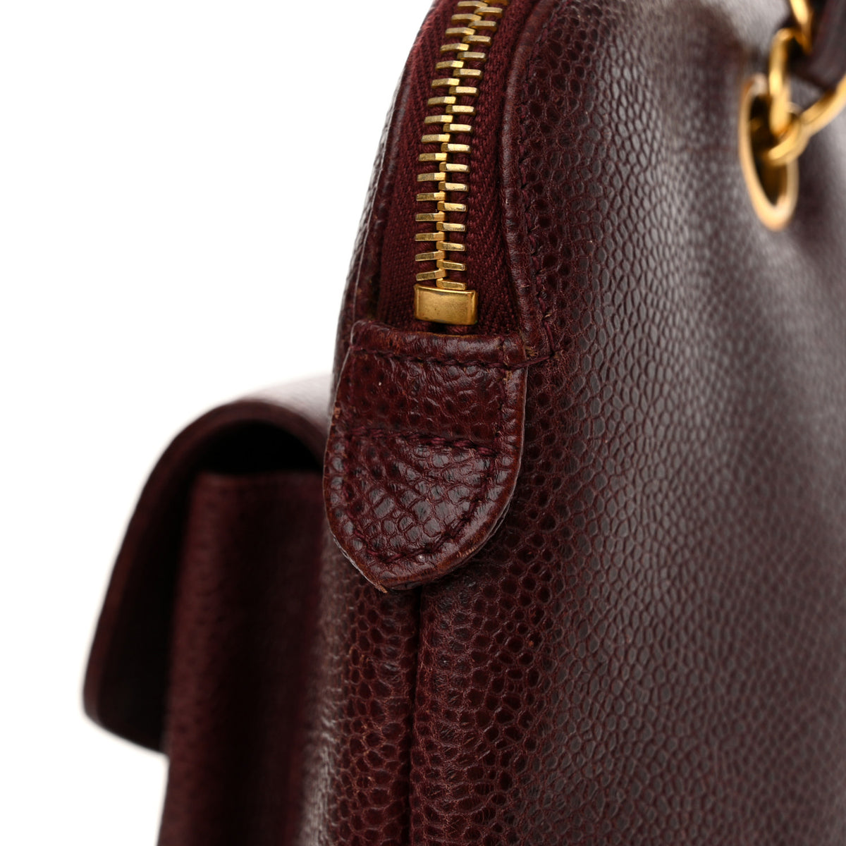Chanel Caviar Flap Shoulder Bag Burgundy 17 of 22
