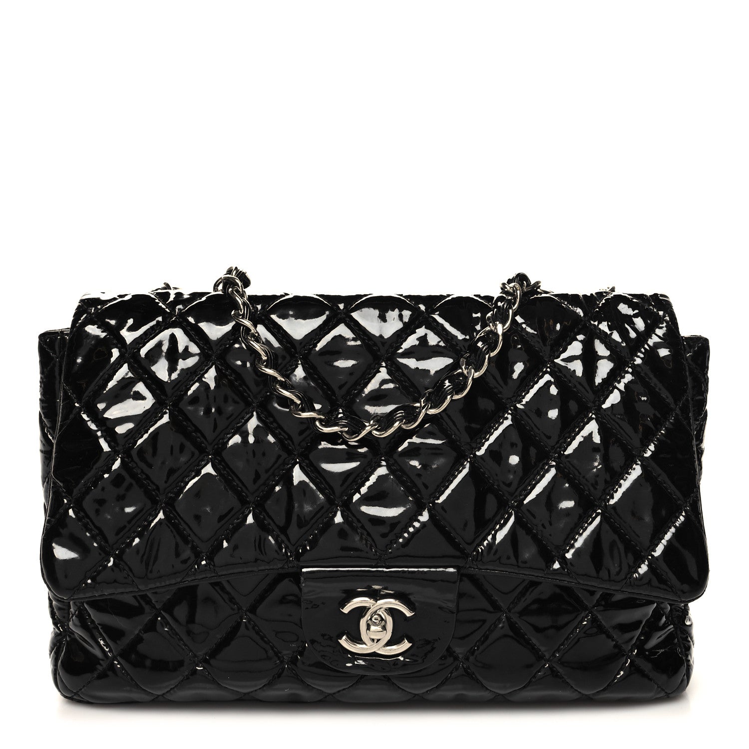 Chanel Patent Quilted Jumbo Single Flap Black 1 of 11