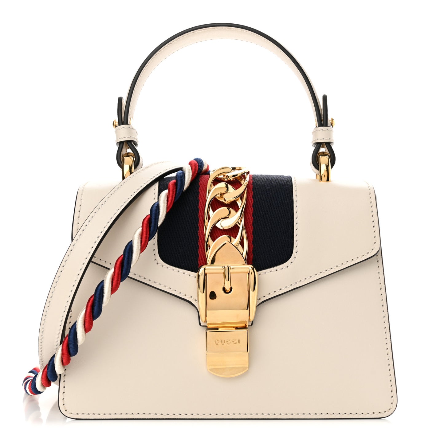 Calfskin Mini Sylvie Top Handle Bag White