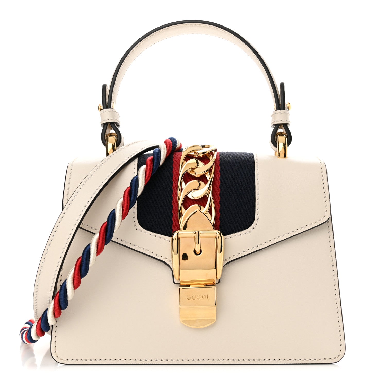 Gucci Calfskin Mini Sylvie Top Handle Bag White 1 of 12