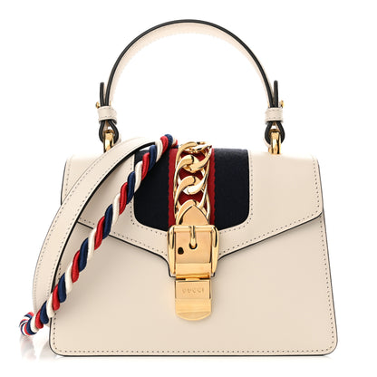 Gucci Calfskin Mini Sylvie Top Handle Bag White 1 of 12
