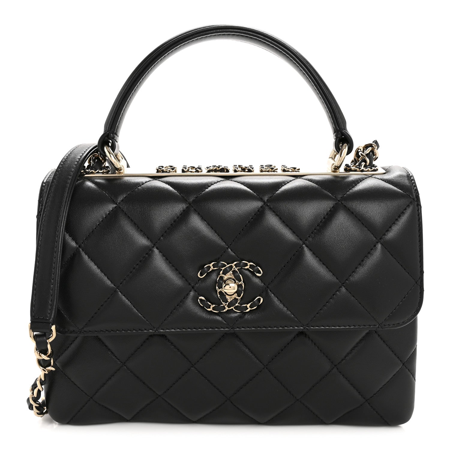 Chanel Lambskin Quilted Small Trendy CC Chain Dual Handle Flap Bag Black 1 of 11