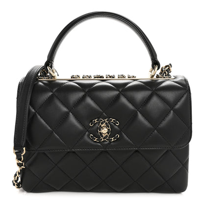 Chanel Lambskin Quilted Small Trendy CC Chain Dual Handle Flap Bag Black 1 of 11