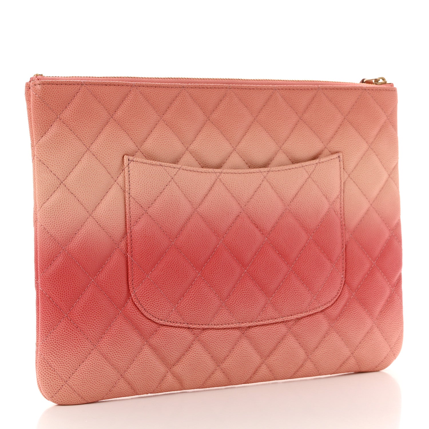 Chanel Caviar Quilted Ombre Medium Cosmetic Case Coral 3 of 9
