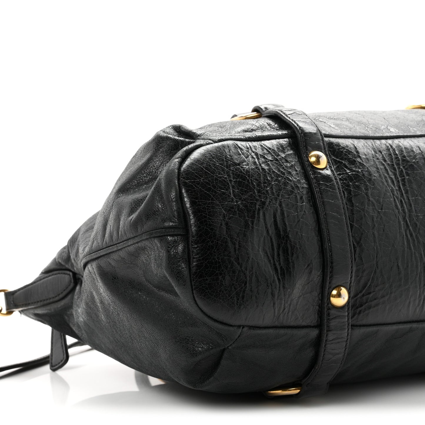 Vitello Lux Gathered Tote Black