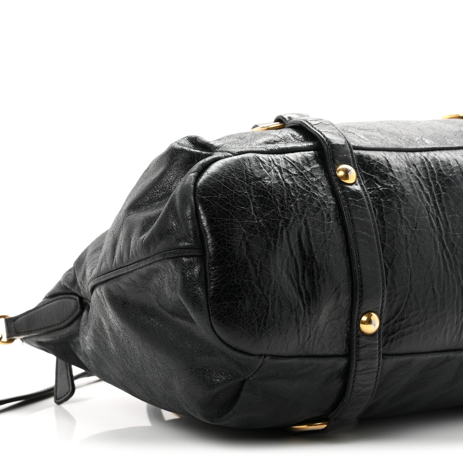 Miu Miu Vitello Lux Gathered Tote Black 8 of 10