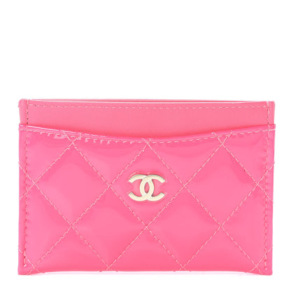 Chanel Patent Quilted Card Holder Pink 1 of 9
