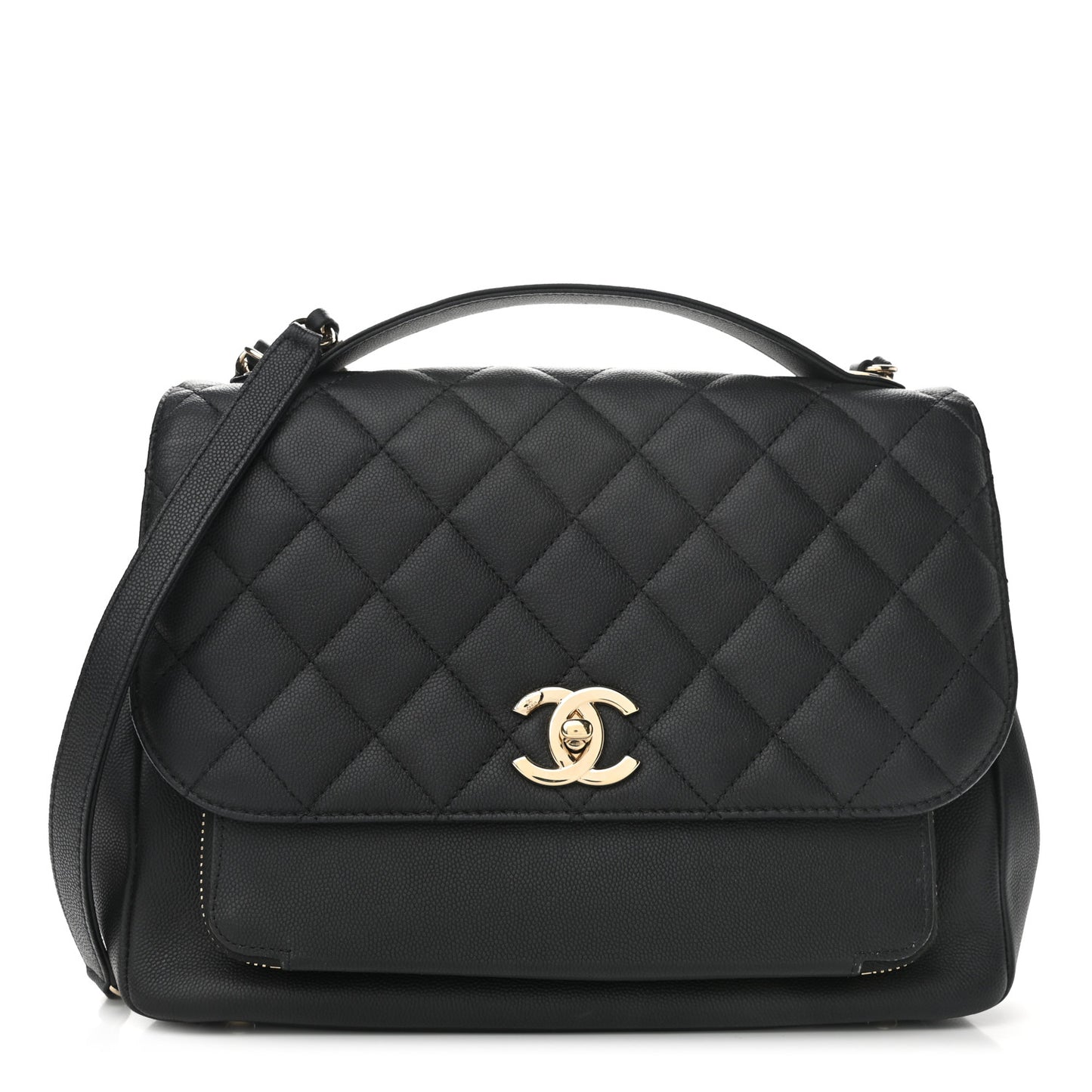 Caviar Quilted Large Business Affinity Flap Black