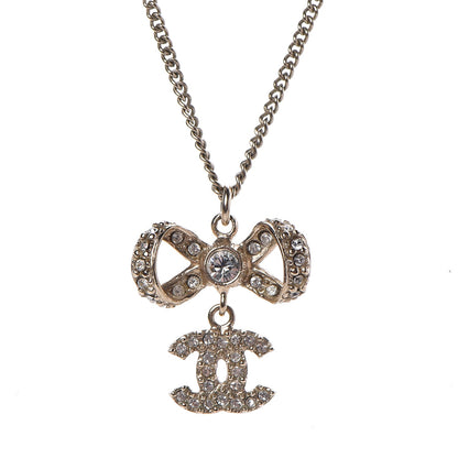Chanel Crystal CC Bow Necklace Gold 3 of 5