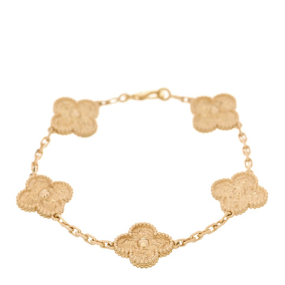 Van Cleef & Arpels 18K Yellow Gold 5 Motifs Vintage Alhambra Bracelet 1 of 4