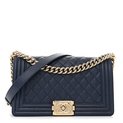 Chanel Caviar Quilted Medium Boy Flap Navy 1 of 10