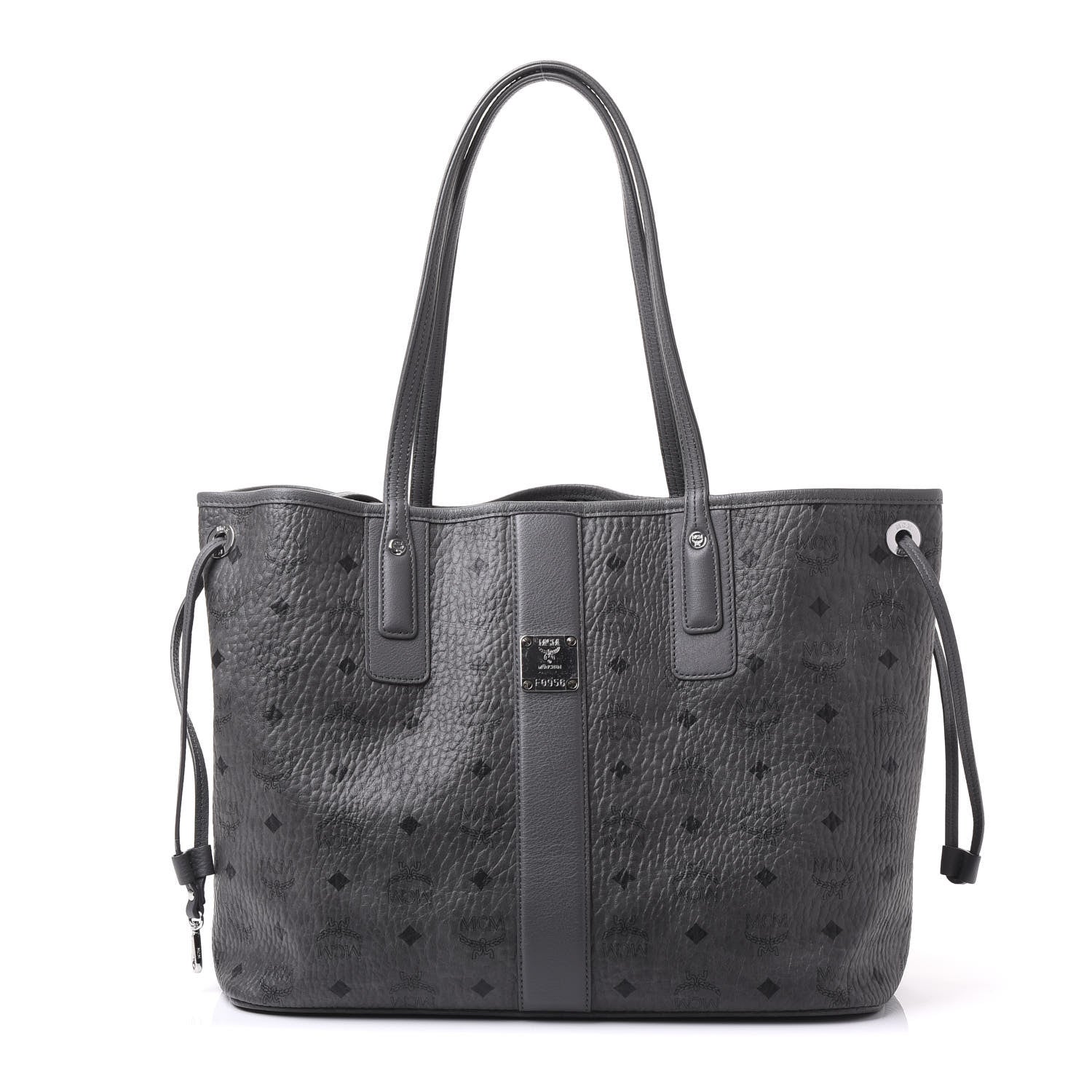MCM Visetos Medium Liz Reversible Shopper Tote Phantom Grey 2 of 9