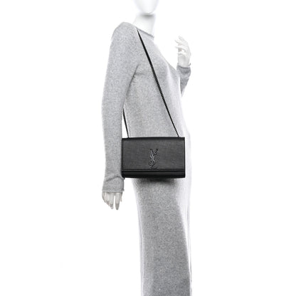 Saint Laurent Grain De Poudre Medium Classic Monogram Monochrome Kate Satchel Black 2 of 9