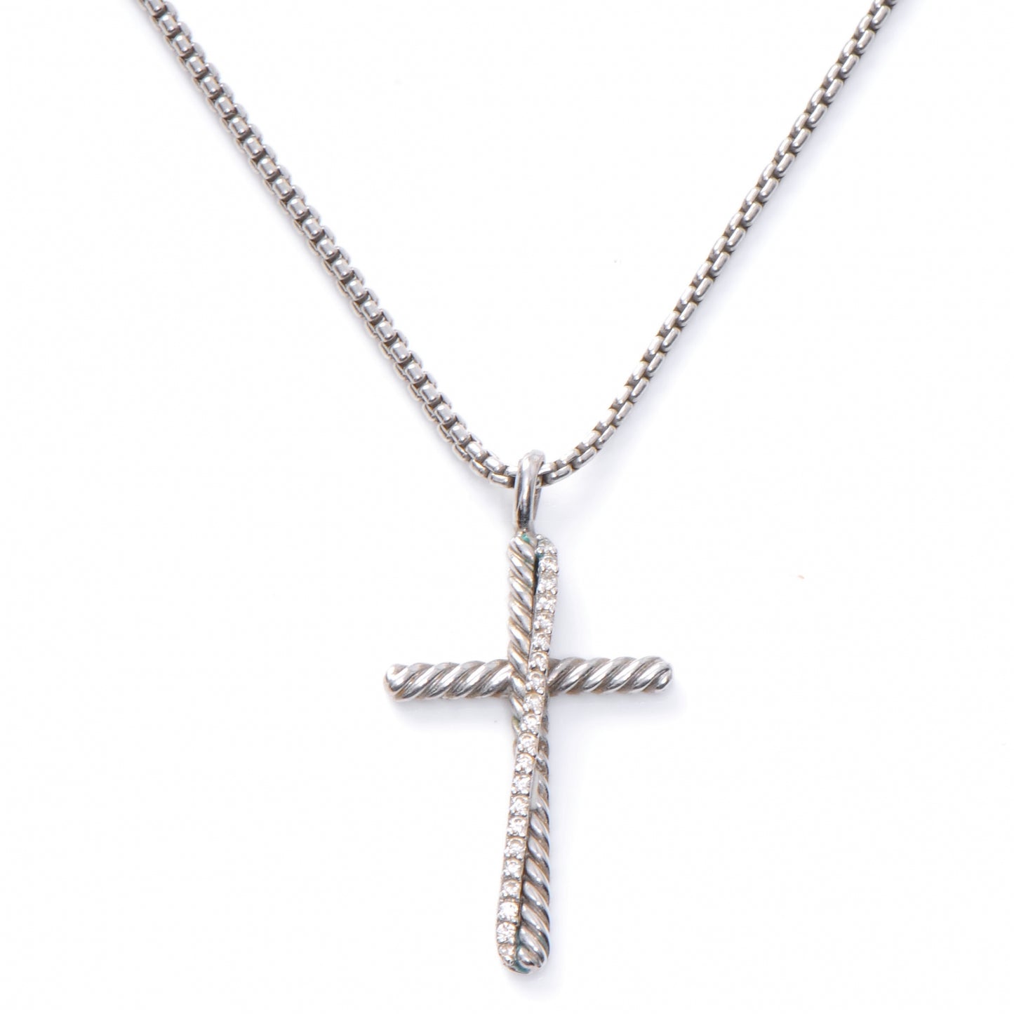 Sterling Silver Crossover Cross Necklace