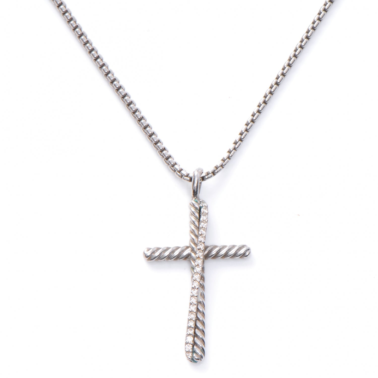 David Yurman Sterling Silver Crossover Cross Necklace 1 of 4