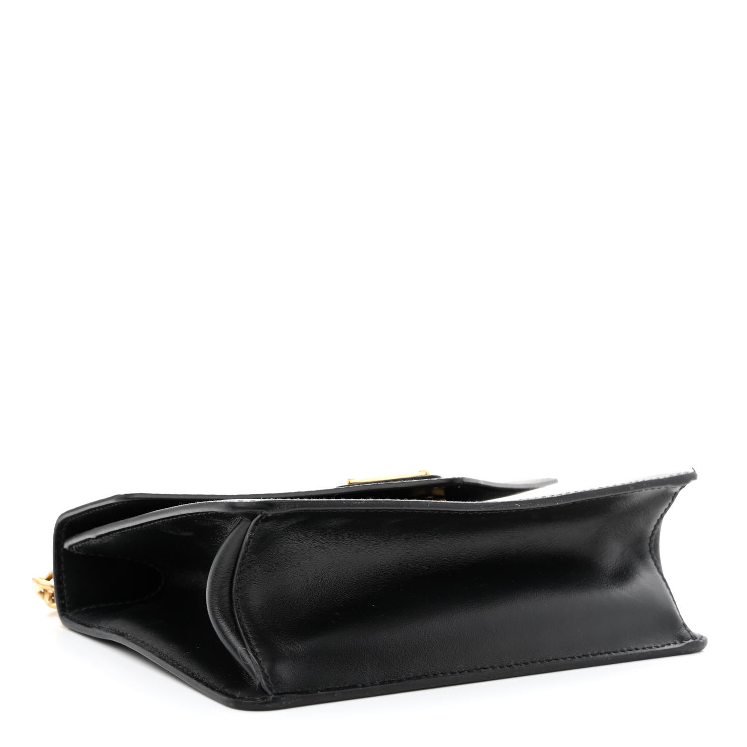 Prada Saffiano Soft Calfskin Metal Triangle Logo Envelope Chain Shoulder Bag Black 4 of 11