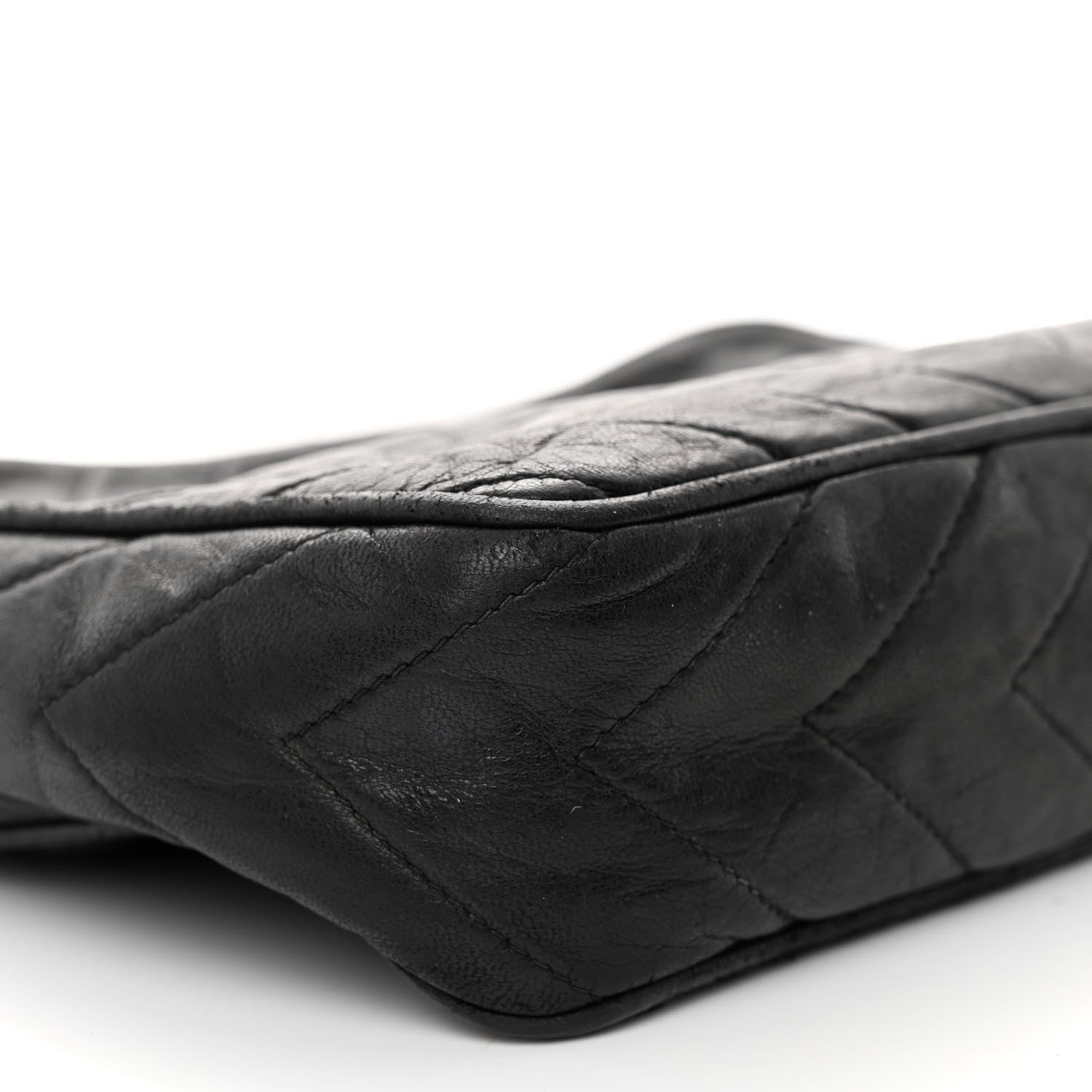 Chanel Lambskin Chevron Quilted Tassel Camera Case Black 8 of 11