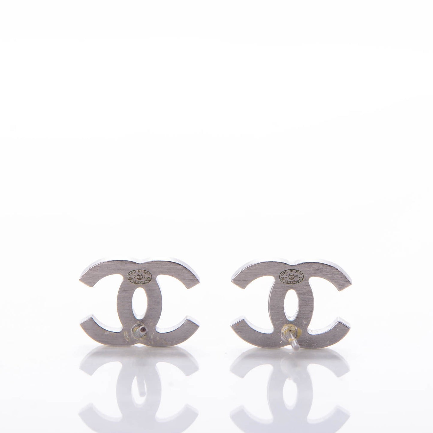 Baguette Crystal CC Earrings Silver