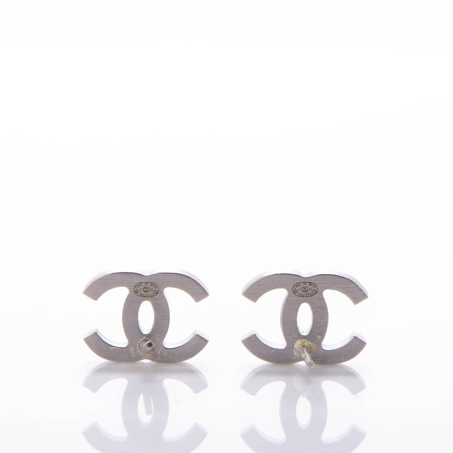 Chanel Baguette Crystal CC Earrings Silver 3 of 4
