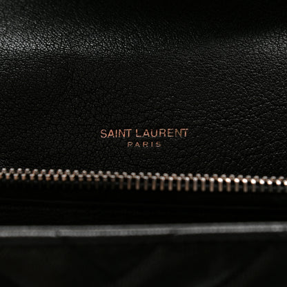 Saint Laurent Sheepskin Matelasse Chevron Monogram Medium College Bag Black 7 of 10