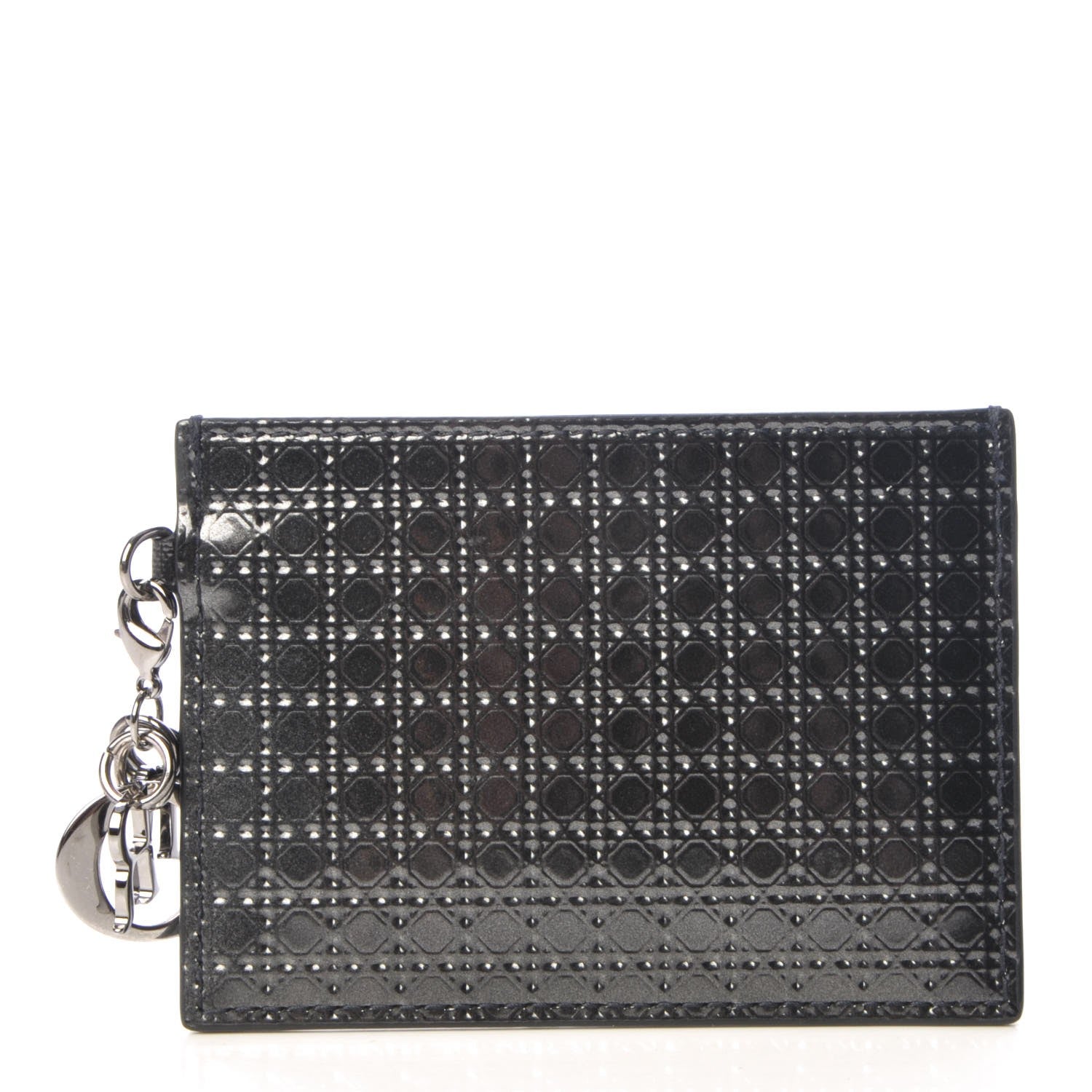 Christian Dior Metallic Patent Micro-Cannage Lady Dior Card Holder Onyx Black 1 of 8