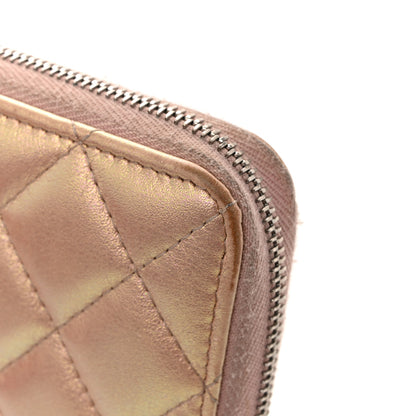 Chanel Iridescent Lambskin Quilted Large Gusset Zip Around Wallet Pink 13 of 15