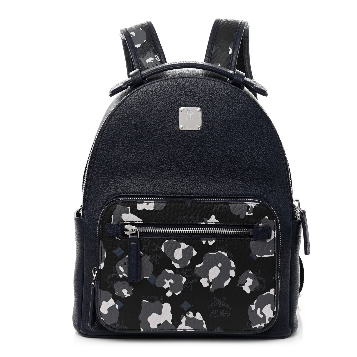 MCM Calfskin Visetos Floral Leopard Klassik Small Stark Backpack Blue Black 1 of 9