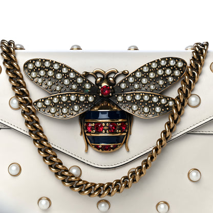 Gucci Nappa Pearl Studded Mini Queen Margaret Broadway Shoulder Bag Mystic White 9 of 17