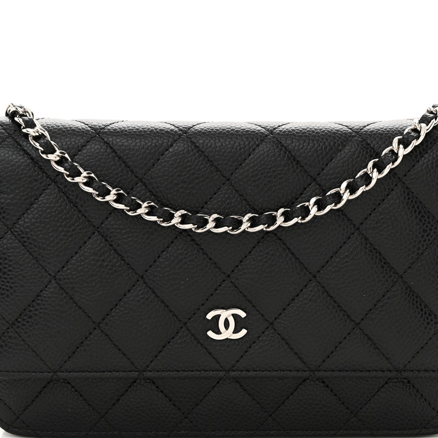 Caviar Quilted Wallet on Chain WOC Black