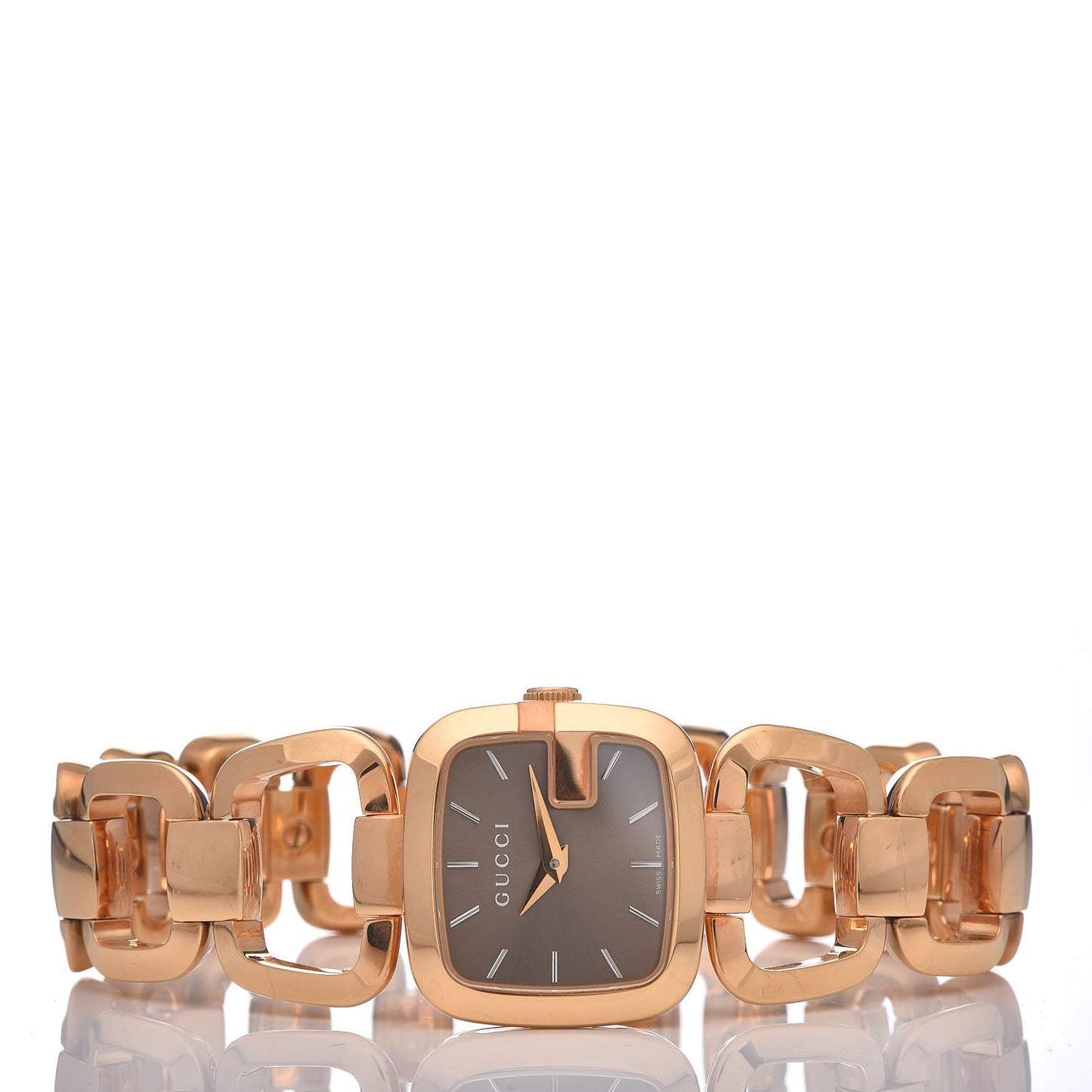 Stainless Steel 24mm G-Gucci Square Quartz Watch Brown