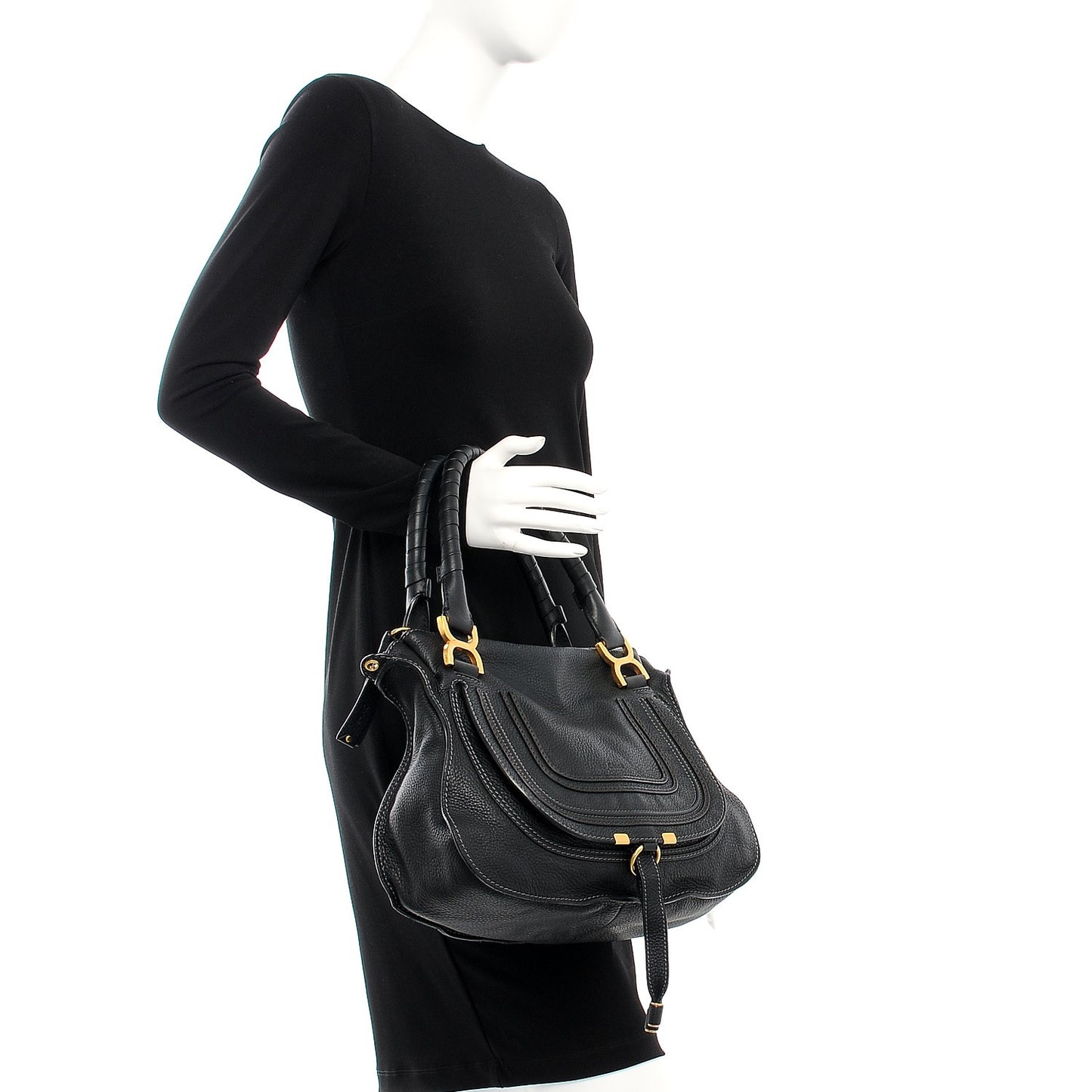 Calfskin Medium Marcie Satchel Black