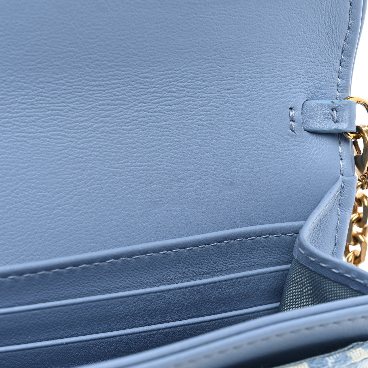 Oblique Saddle Chain Long Wallet Cornflower Blue