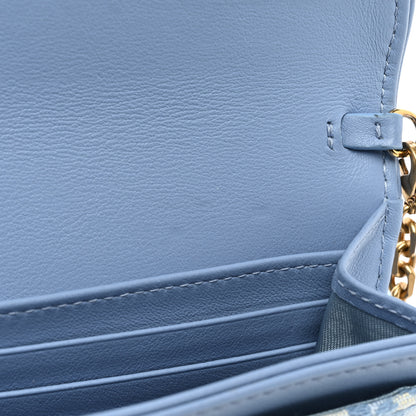 Christian Dior Oblique Saddle Chain Long Wallet Cornflower Blue 19 of 20