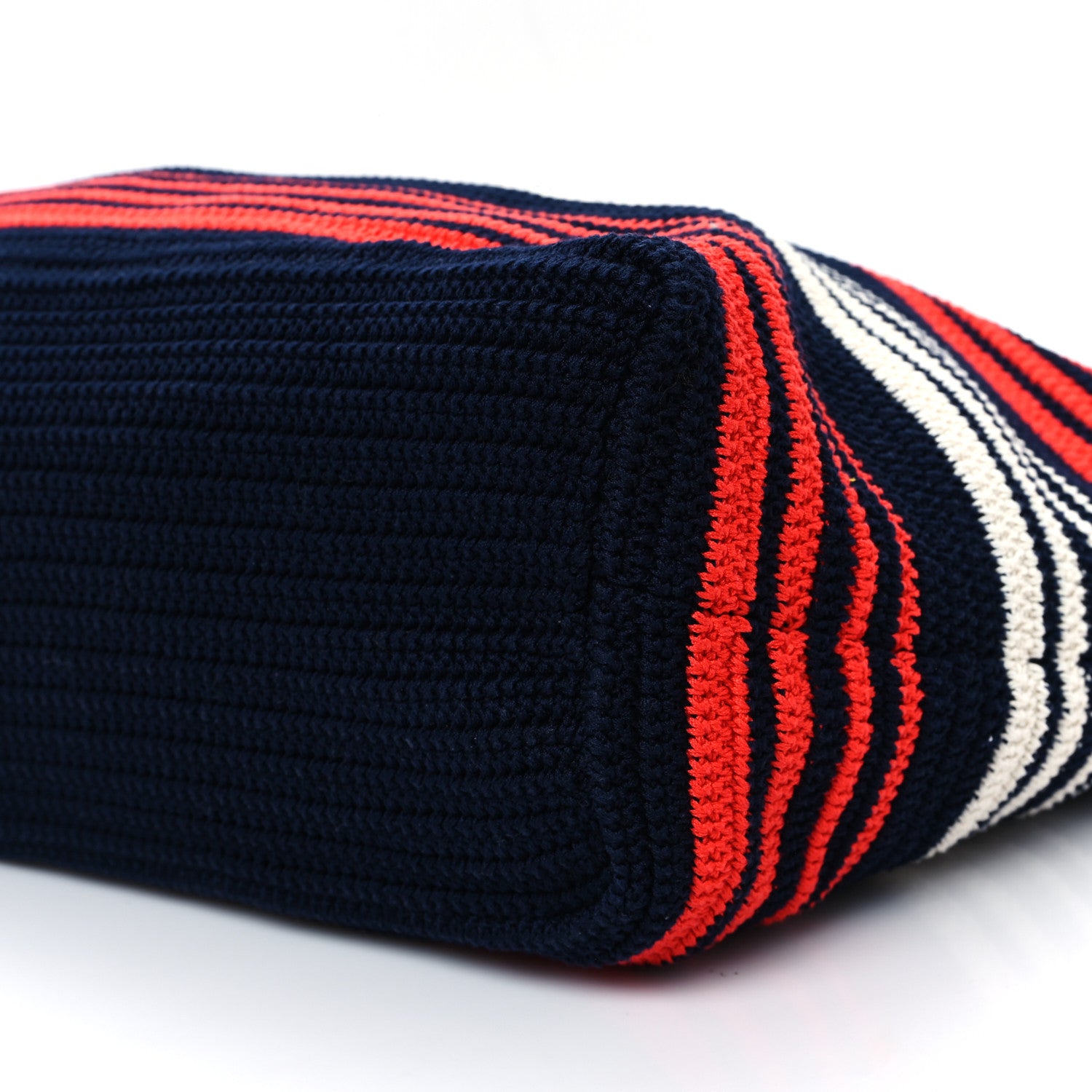Miu Miu Fabric Crochet Striped Tote Bag Blue Red White 1646708