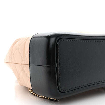 Chanel Aged Calfskin Quilted Small Gabrielle Backpack Beige Black 8 of 10