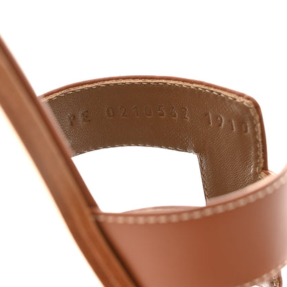 Hermes Box Calfskin Oran Sandals 38.5 Gold 6 of 9