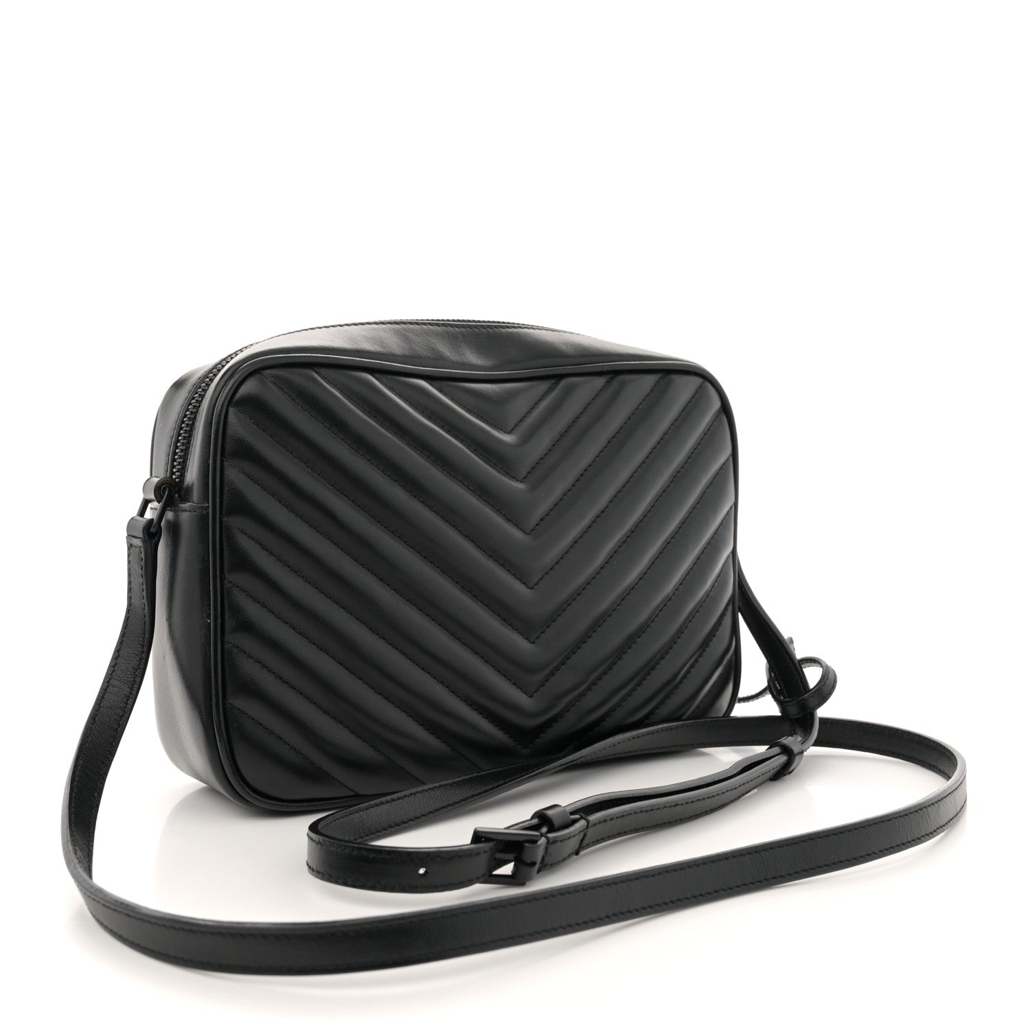 Saint Laurent Calfskin Matelasse Monogram Monochrome Lou Camera Bag Black 3 of 11