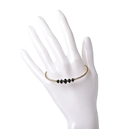 David Yurman 18K Yellow Gold Black Onyx Rio Rondelle Cabled Cuff Bracelet 2 of 4