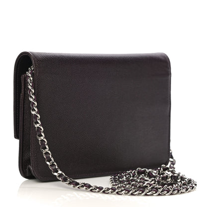 Chanel Caviar Sevruga Wallet On Chain WOC Plum 2 of 11