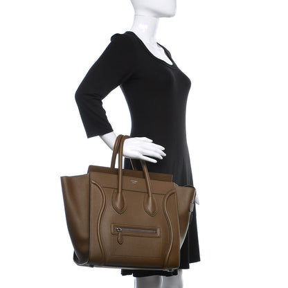 Celine Drummed Calfskin Mini Luggage Moss Green 2 of 9