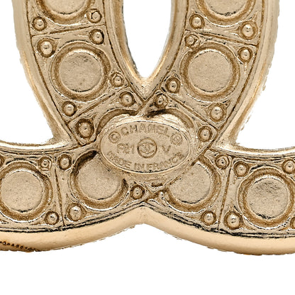 Chanel Metal Crystal Graduated Pearl CC Brooch Gold 3 of 4