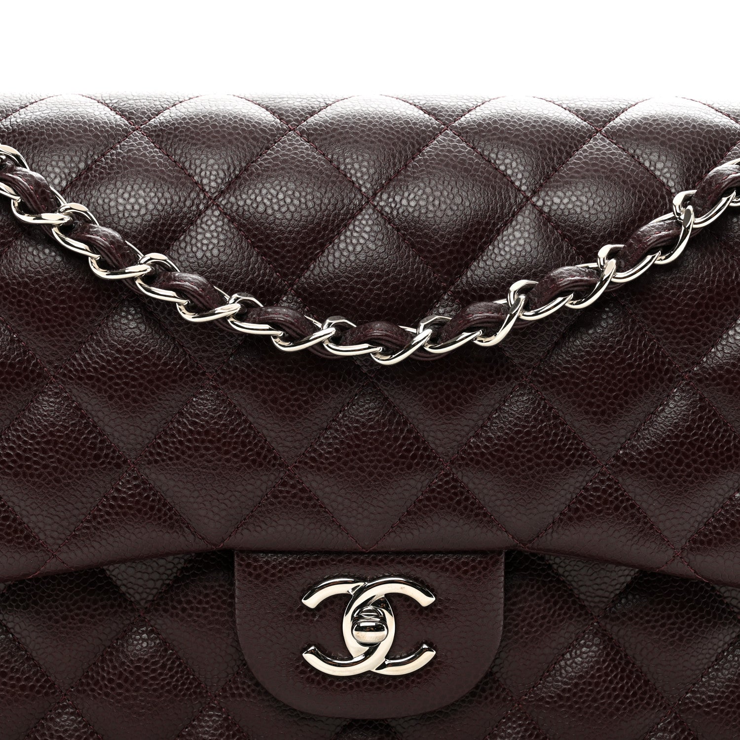 Chanel Caviar Quilted Jumbo Double Flap Burgundy 5 of 10