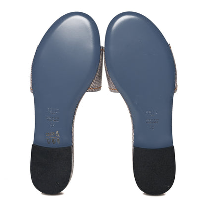 Fendi Vitello Pelle Stampa Denim Baguette Flat Slide Sandals 36 Azzurro 6 of 8