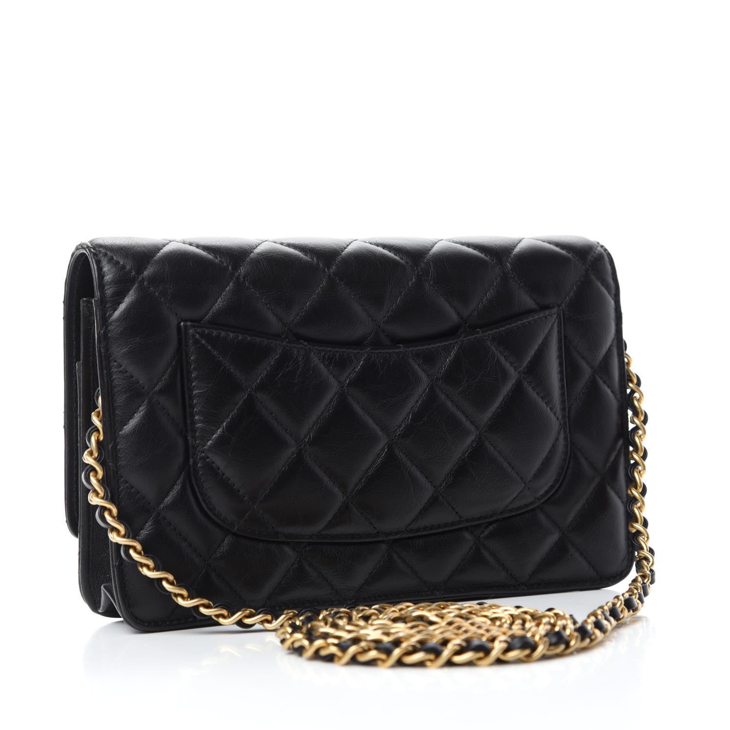 Chanel Aged Calfskin Quilted Lucky Charms 2.55 Reissue Wallet On Chain WOC Black 3 of 12