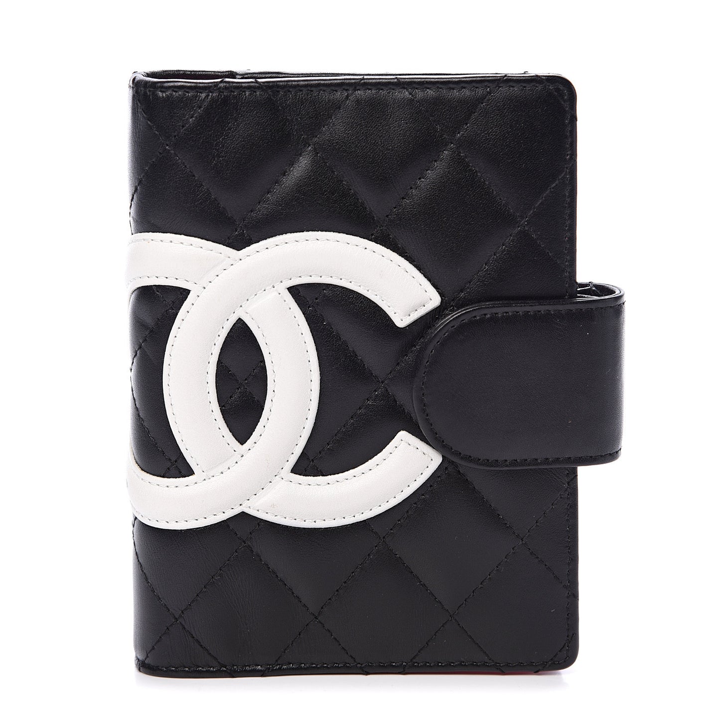 Calfskin Quilted Small Cambon Agenda Planner Black White