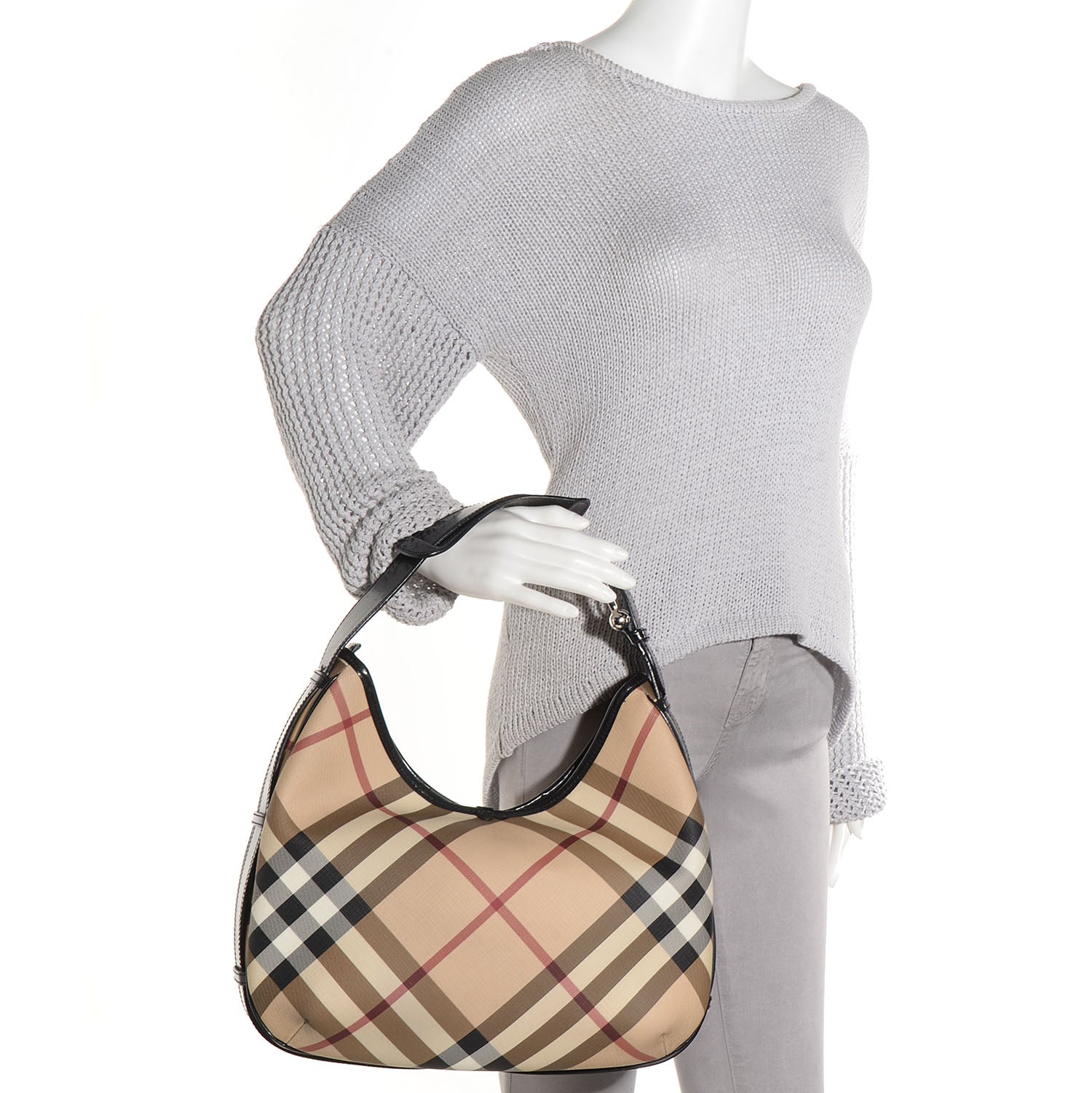 Burberry Supernova Check Medium Barton Hobo Black 2 of 9