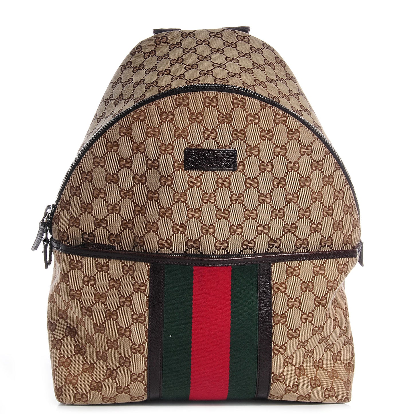 GG Monogram Web Medium Classic Backpack Brown