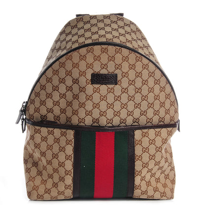 Gucci GG Monogram Web Medium Classic Backpack Brown 1 of 7