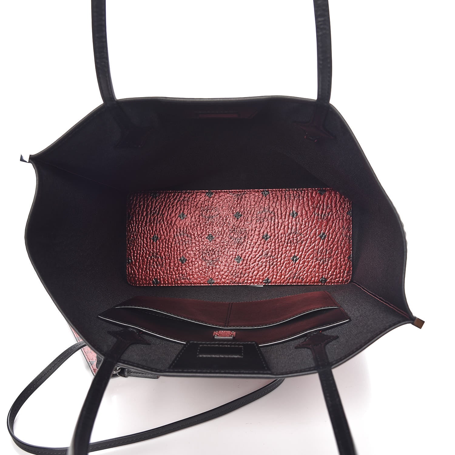 MCM Metallic Visetos Medium Kira North South Shopper Tote Scooter Red 5 of 6