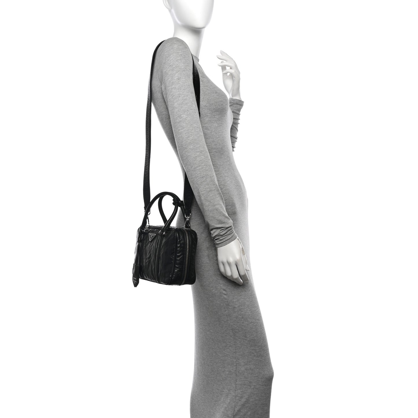 Nappa Antique Medium Re-Edition 2001 Two Handle Bag Black